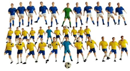 Generic 11 Stücke Miniaturfußballspieler Spielzeugfiguren Diorama Charakter Figuren Fußball -Typen, Gelber Spieler