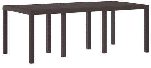 vidaXL Gartentisch Braun 200 x 100 x 73 cm Poly-Rattan, Garten und Terrasse, rechteckiger Tisch aus Stahl, große, wetterfeste Essgruppe für den Außenbereich