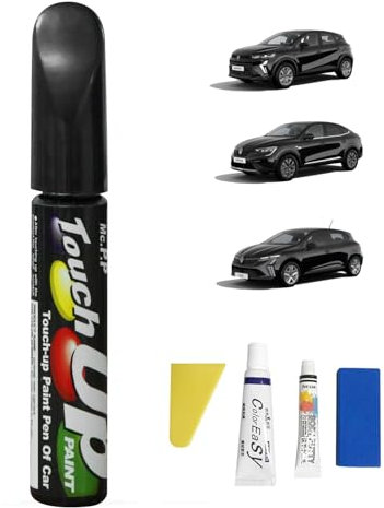 Treesiche Peinture de Retouche pour Renault, 2 en 1 Peinture pour Réparer les Eclats de Pierre et les Rayures sur la Voiture, Réparation des Rayures et Des écaillages, Noir Etoilé (GNE)
