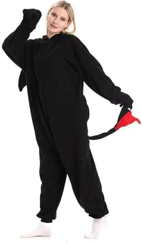 RandWind Animaux - Mameluco para adultos, disfraz de Halloween, pijama de Animaux, Gblack, S