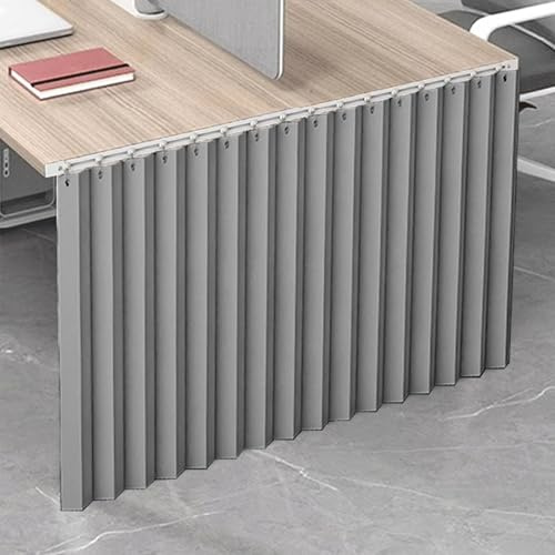 Sichtschutzvorhang for Unter Den Schreibtisch Mit Selbstklebender Schiene, Sichtschutz Tischröcke for Home Office, Klassenzimmer, Arbeitsplatz, Trennwand, Bücherregal, Schrankdekoration, Grau(W 120cm