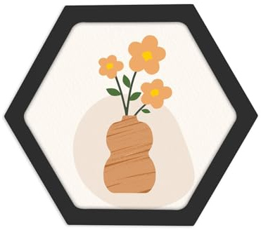 FuninCrea Sechseckiger Bilderrahmen Kleiner Fotorahmen Posterrahmen für Wand und Tischplatte, kreative Wandmontage, dekorative Rahmen für Fotografiearbeiten, Kunstmalerei, Fotos (Hexagonal, Schwarz, 7