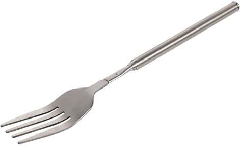 Riuulity Stainless Steel Dinner Fork, Extendable Long Handle Fork Spoons, Telescopic Cutlery for BBQ, Dessert, with Lightweight Portable Design for Sausages Hot Dogs Vegetables