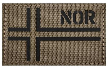 Toppa riflettente con bandiera della Norvegia, toppa tattica a infrarossi, ricamata, color cachi, da cucire, per borse, cappelli, giacche, uniformi, spalle (Norvegia)