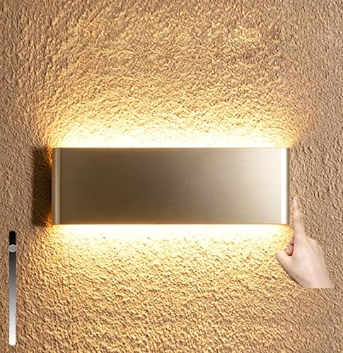 yovurond Wandlampe LED, 16W Weiß Aluminum Modern LED Wandleuchte Innen Licht Up Down Wandlicht für Badezimmer, Wohnzimmer, Schlafzimmer, Flur (Silber, dimmbare 31cm)