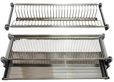inferramenta Scolapiatti Professionale in Acciaio INOX da Incasso per Mobile da 80 cm | Kit Completo con Telaio Regolabile, Vaschetta Raccogligocce, Doppia Griglia e Staffe (L 76 cm)