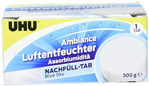 UHU Luftentfeuchter Ambiance Nachfülltabs, Bekämpft Feuchtigkeit und Schimmel in Wohnräumen von bis zu 50 m³, Duftvariante Blue Sky, 500g