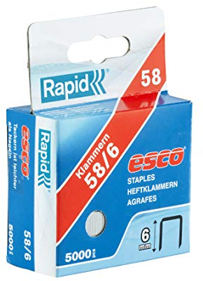 Rapid Esco Tackerklammern Typ 58, 6mm Klammern, 5.000 Stk., Feindrahtklammern für Esco Handtacker