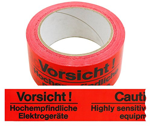 12 Rollen Klebeband Vorsicht! Hochempfindliche Elektrogeräte zweisprachig Paketband Packband Warnband Hinweisklebeband