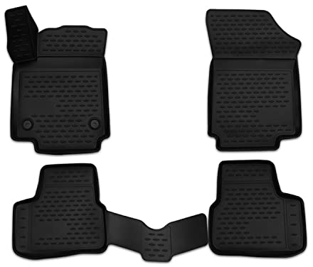 OMAC Gummimatten Fußmatten mit hohen Rand 3D kompatibel mit VW Up 2011-2020 TPE Automatten Schwarz 4X