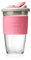 MOCHIC CUP Reusable Coffee Cup Glass Travel Mug with Lid and Non-Slip Sleeve Dishwasher and Microwave Safe Portable Durable Drinking Tumbler BPA Free (Pink, 16oz/454ml)