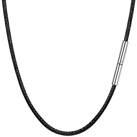 PROSTEEL Kette für Anhänger 2mm schwarz Kunstleder Halskette/Armband geflochten Lederkette Lederband Damen Herren Kordelkette mit Edelstahl Verschluss Modeschmuck für Weihnachten(76cm/30)