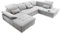 Stella Trading WAYNE Wohnlandschaft in U-Form, Stoffbezug Silber - Ausziehbares Sofa mit Schlaffunktion & Bettkasten - 340 x 81 (104) x 188 (240) cm (B/H/T)