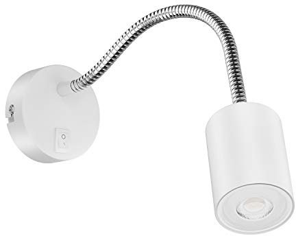 ledscom.de Leselampe WAIKA mit Schwanenhals und Schalter weiß matt, inkl. 468lm LED GU10 Lampe, warm-weiß