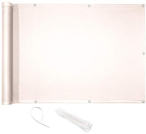 CelinaSun Brise-Vue Balcon 0,75 x 4 m PES Polyester Blanc Brise-Vue pour Balcon paravent bâche Jardin Balcon œillets Serre-câbles imprégné