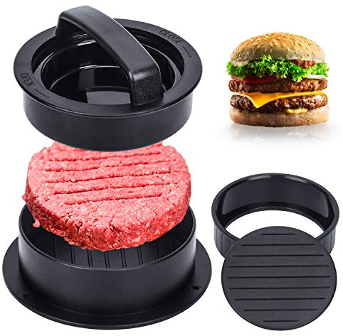Burger Press, Different Size Hamburger Patty Molds, 3 in 1 Hamburger Patty Maker, Works Best for Stuffed Burgers, Sliders, Regular Beef Burger, Non Stick Kitchen Barbecue Tool Grilling Accessories