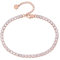 KRKC&CO 4mm Damen Tennis Fußkettchen, Rosegold beschichtet Tennisarmband, Länge verstellbar Fußspange Iced Out Fußkettchen, Tennis Kette Fußband für Frauen Mädchen Geburtstag Geschenk