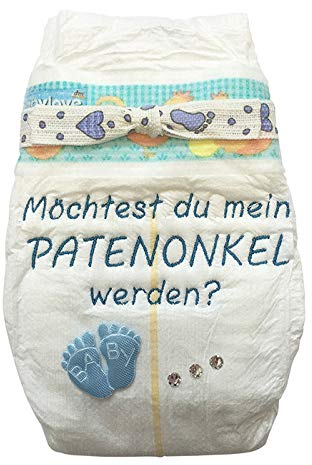 Tanjo Windel bestickt Möchtest du mein Patenonkel werden I 3 Hochwertige Swarovski Kristalle I Taufpaten fragen Geschenk, Patenonkel fragen, Geschenk Patenonkel, Geschenke zur Geburt
