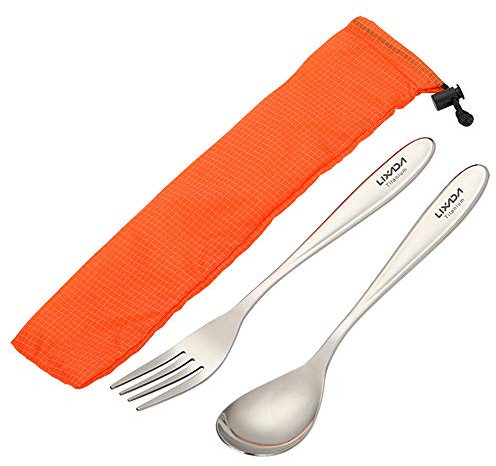 Lixada Titanium Camping-Utensilenset,Outdoor Camping besteck Reisebesteck Lightweight Titanium Dinner Gabel und Löffel Besteck Besteck Set für Outdoor Camping Wandern Rucksack Picknick