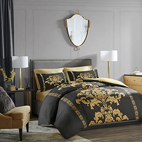 Lazzaro Double Duvet Set - Premium Microfiber Reversible Duvet Cover Double (200 x 200 cm) 3 PCs - Ultrasoft Hypoallergenic Luxury Quilt Cover Bedding Set With Zipper Closure
