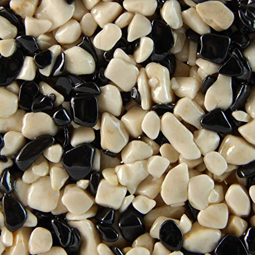 Terralith Steinteppich Marmor Komplett-Set für 1qm - Körnung: grob - 6-10mm mit Epoxidharz Bindemittel - für Innen in schwarz-weiß (mix napoli)