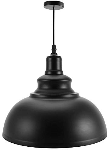 Industrielle Pendelleuchte, E27 Metall Schwarz Vintage | Deckenleuchte, Esszimmer Küche Wohnzimmer, Antikes Design, Metallfassung, für E27 Leuchtmittel, Barbereich