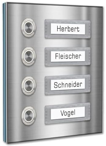 Vierfamilien Türklingel 145x150mm mit wechselbaren Namensschildern