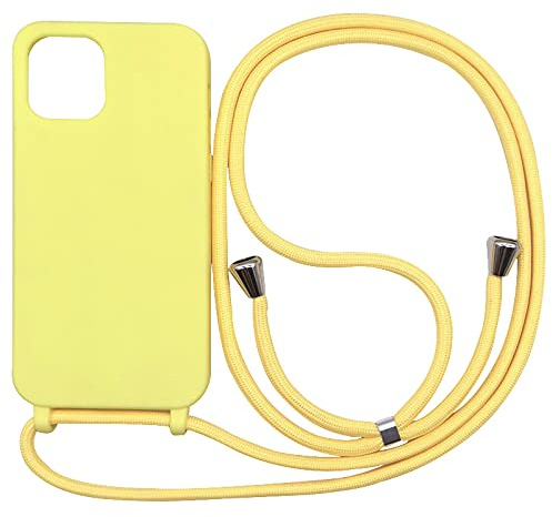wentdzSW Cover Compatible con iPhone 11 - Cordino per Custodia con Collana Case Opaca Antiurto con Laccio/con Cordino TPU Corda Silicone Case -Giallo