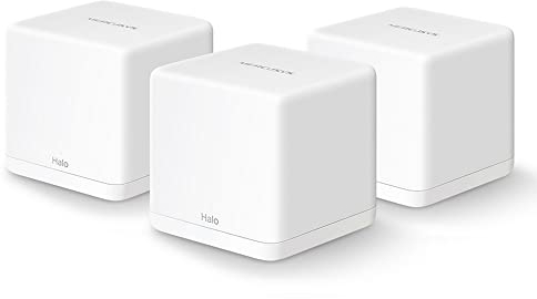 MERCUSYS Halo H30G(3-Pack) - AC1300 Sistema Wi-Fi Mesh para Todo el hogar, 2 Puertos gigabit 10/100/1000mbps, Cobertura hasta 320m2, Fácil Configuración con App