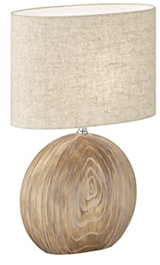 Fischer & Honsel|Tischleuchte, Tobse|holzfarben|Stoffschirm-leinen sandfarben|L: 34,00 cm, B: 17,00 cm, H: 53,00 cm|mit Schnurschalter|1x E27 max. 40,0 Watt|50608