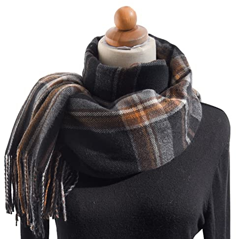Schal Damen Herbst Kariert Groß Kariert Lang Schlupfschal Warm Karo Fransen Tartan Schal Kuschelig Elegant Frauen Deckel XXL Plaid Winterschal Deckenschal Cape Damenschal