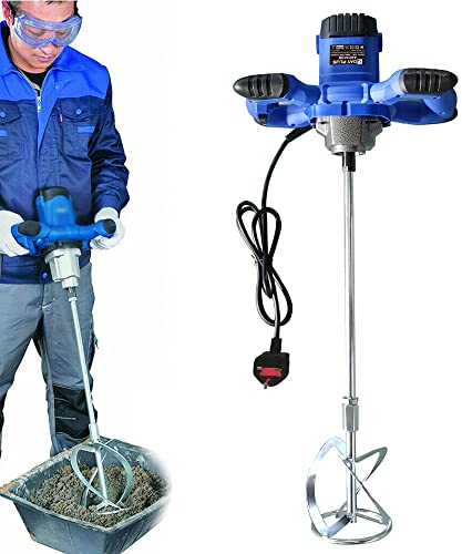 Portable Concrete Mixer Electric Cement Mortar Mixer with M14 Spiral Rod, 2600W Handheld Paint Mixer, Grout Plaster Mixer, Drill Mixing Paddle, Feed Stirring Tool, 6 Speed 120mm Diameter Stirrer