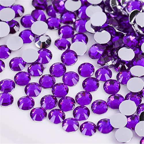 3000 Pieces SS12 3mm Flatback Rhinestones Clear Glass Round Gems Crystals for Nail Art DIY Crafts Clothes Shoes Bags （Dark Purple）