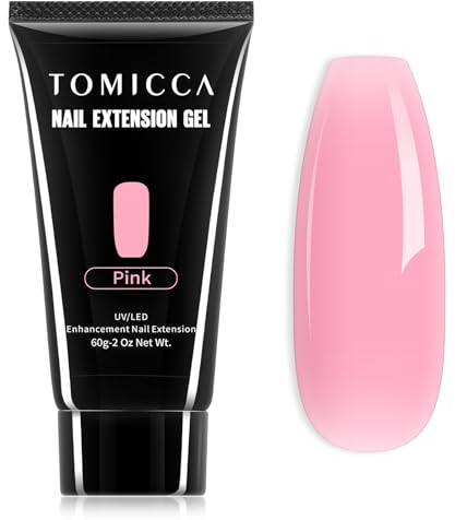 TOMICCA 60g Gel Construction Ongle UV Rose Ploy Extension Nail gel Faux Ongles Extension Rose Construction, Quick Building Extender Gel pour Manucure Nail Art Debutant et professionnel