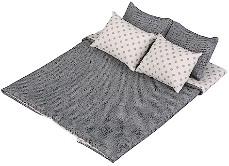 Puppenhaus Bettwäsche, 5-teiliges Set mit Tröster & Kissen, Decke, realistisches Schlafzimmerzubehör für 12-Zoll-Puppen, Maßstab 1/6