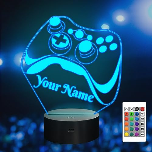 Attivolife Personalisierte 3D Spiel lampe, 16 Farbwechsel dimmbare Hologramm beleuchtung, USB Ladetisch Schreibtisch Schlafzimmer Dekoration Kreatives Geschenk für Kinderjungen mit Fernbedienung