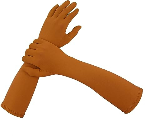 Aniler Herren und Damen 38,1 cm Ellenbogenlänge 20er Jahre dehnbar Cosplay Einfarbig Handschuhe, Braun, Einheitsgröße