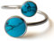 Fly Style Ring Silber 925 Damen, offener Ring größenverstellbar, 925 Silber Ring mit Stein oder Muschel, Ring Grösse:19.1 mm, Farbwahl:Türkis