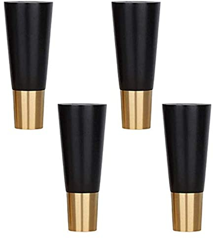 fUfIzU 4 Stück Holz Sofa Beine, Zuverlässige Holz Möbel Beine, Reines Kupfer Möbel Eiche Holz Füße, Für Couch Füße Kommode Schrank DIY Möbel Projekt,Schwarz,7inch/18cm