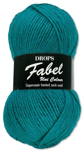 Frida's Wollhaus Drops 50 g Fabel Sockenwolle Schurwolle superwash Garn Stricken Häkeln 45 Farben (105 | Türkis)