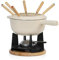 Mahlzeit Gusseisen Fondue Set für 6 Personen | 2 Liter | Fondueset 13 teilig mit Brenner und Gabeln | Fondue-Set, Käsefondue Set, Fleischfondue Set, Schokofondue Set (Creme emailliert)