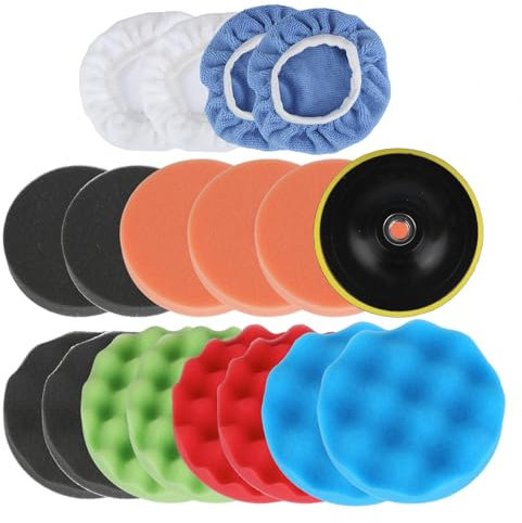 18-teilige Polierpads, 125 mm Auto-Polierset, Auto-Wachsschwamm-Polierpads, Polierschwamm-Auto-Set zum Polieren kleiner Oberflächen in Autos