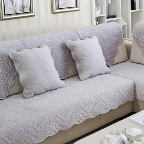 HLTQL Sofa üBerwurfdecke rutschfest,Ecksofa Bezug Samt Abnehmbar Waschbar,Couch üBerzug L Form 2/3/4/1 Sitzer,Solide Dicke Strukturierte Sofaschoner FüR Wohnzimmer(5grey,90x180cm)