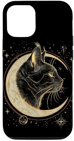 Katze Halbmond Gothic Hexe Schwarz Katzenliebhaber Hülle für iPhone 12/12 Pro