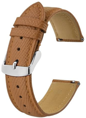 BISONSTRAP Uhrenarmbänder mit Schnellverschluss,Textur Leder Uhrenarmband für Herren und Damen,20mm,Braun,Silberne Schnalle