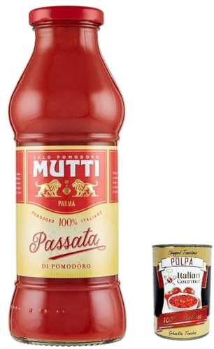 Italian Gourmet Passata di Pomodoro Tomatensauce 100% italiana 8 x 400g | Sugo vellutato aus sonnengereiften Tomaten, ideale per pasta, pizza e, Gesamtnettogewicht 3,2 kg + Kostenlos Polpa 400g