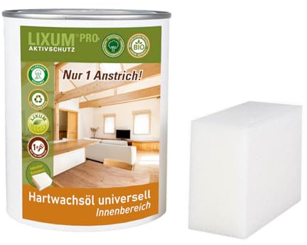 LIXUM PRO - 100% BIO biologisches & natürliches Hartwachsöl universell für Innenbereich/Innen, Farbe: farblos, Inhalt:500 ml (ca.13m²)