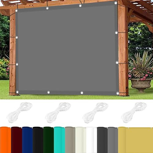 Toile Ombrage Auvent Imperméable 3 x 9 m 98% UV Protection,Polyester, Toile d'ombrage Pergola avec 4 X Cordes de 1.5M pour Pergola, Fleurs, Patio Lawn., Gris Clair