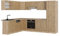 Vicco Eckküche R-Line, Artisan-Eiche/Goldkraft Eiche, 227 x 287 cm ohne Arbeitsplatte
