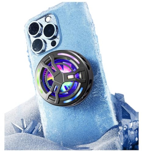 Refroidisseur Magnétique de Tablette, Ventilateur de Refroidissement de Téléphone Portable avec Affichage coloré de la Température de la Lumière du Jeu Mobile pour les Jeux (BLACK)